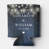 ブルーストリングライト素朴ウッドボホバ結婚ンズ 缶クーラー (裏面)