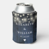 ブルーストリングライト素朴ウッドボホバ結婚ンズ 缶クーラー (缶裏面)