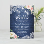 ブルーストリングラ素朴イトフローラスウィート16誕生日 招待状 (スタンド正面)