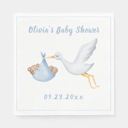 ブルーストークベビーベアーボーイベビーシャワー スタンダードランチョンナプキン (正面)