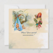 ブルーストークボーイ ベイビーシャワー,ジェムストーン モノグラム 招待状 (裏面)