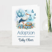 ブルーストーク男の赤ちゃんの採用祝い カード (正面)