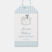 ブルーストーク男の赤ちゃんシャワーサンキューメッセージカード ギフトタグ (正面)