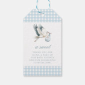 ブルーストーク男の赤ちゃんシャワーサンキューメッセージカード ギフトタグ (裏面)
