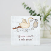 ブルーストーク男の赤ちゃんシャワー 招待状 (スタンド正面)