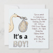 ブルーストーク男の赤ちゃんシャワー 招待状 (裏面)