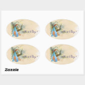 ブルーストーク男の赤ちゃんシャワー 楕円形シール (シート)