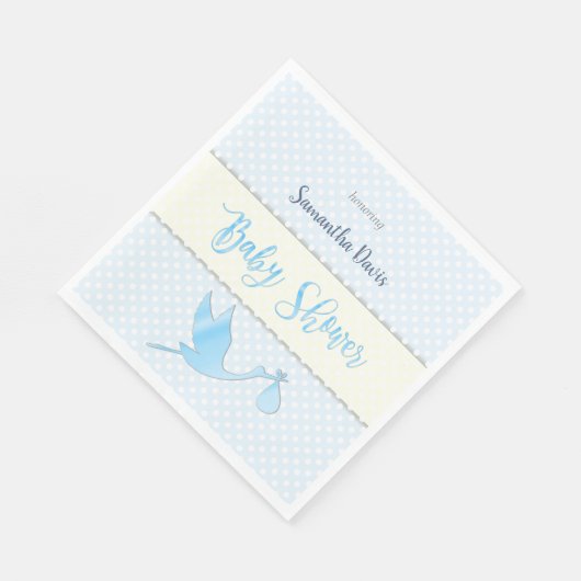 ブルーストーク男の赤ちゃんベビーシャワー スタンダードランチョンナプキン (角)