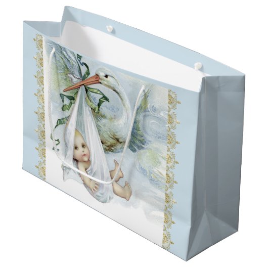 ブルーストーク男の赤ちゃん ラージペーパーバッグ (正面アングル)