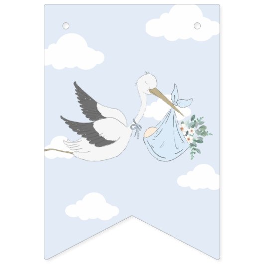 ブルーストーク赤ちゃんシャワーのバンティングフラグ バンティングフラッグ (第1の旗)