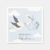 ブルーストーク赤ちゃんシャワー スタンダードカクテルナプキン (正面)