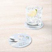 ブルーストーク赤ちゃんシャワー ラウンドペーパーコースター (インサイチュ)