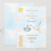 ブルーストーク赤ちゃんシャワー 招待状 (正面/裏面)