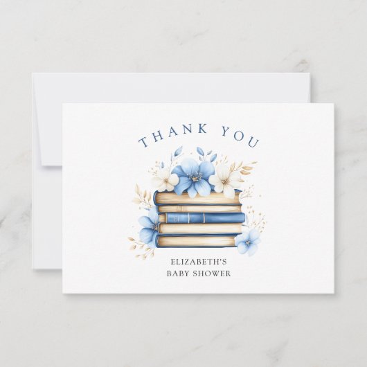 ブルーストーリーブックベビーシャワーありがとう サンキューカード (正面)