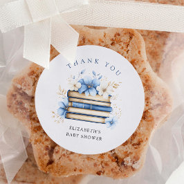 ブルーストーリーブックベビーシャワーありがとう ラウンドシール
