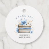 ブルーストーリーブックベビーシャワーメッセージカード フェイバータグ (正面)