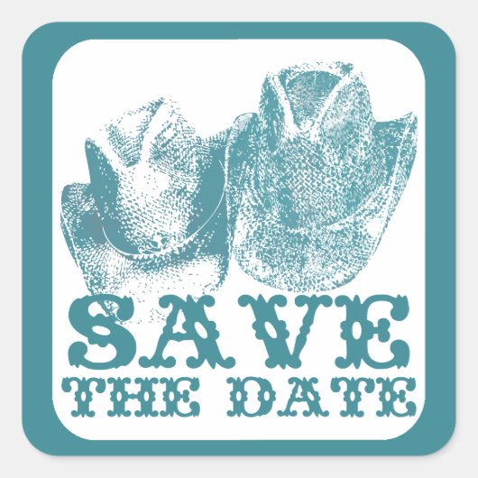 ブルーストーンティール（緑がかった色）ウエスタンホースランチファーム結婚ズ スクエアシール (正面)