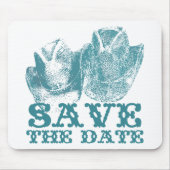 ブルーストーンティール(緑がかった色)ウエスタンホースランチファーム結婚ズ マウスパッド (正面)