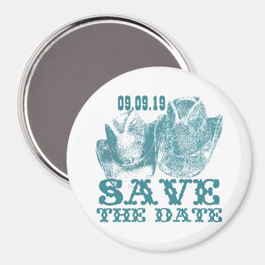 ブルーストーンティール（緑がかった色）ウエスタンホースランチファーム結婚ズ マグネット (正面/裏面)