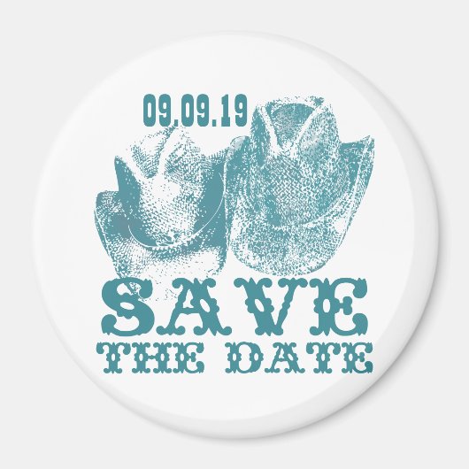 ブルーストーンティール（緑がかった色）ウエスタンホースランチファーム結婚ズ マグネット (正面)