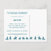 ブルーストーンティール(緑がかった色)ウエスタンホースランチファーム結婚ズ 案内ポストカード (裏面)