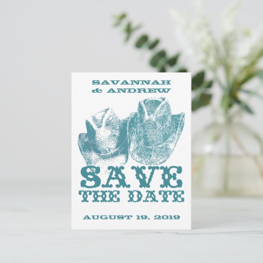 ブルーストーンティール（緑がかった色）ウエスタンホースランチファーム結婚ズ 案内ポストカード (スタンド正面)