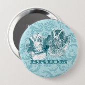 ブルーストーンティール(緑がかった色)ウエスタンホースランチファーム結婚ズ 缶バッジ (正面&裏面)