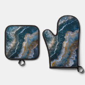 ブルーストーン瑪瑙マクロ撮影 鍋つかみ&鍋敷きセット (正面)