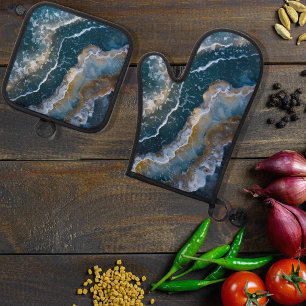 ブルーストーン瑪瑙マクロ撮影 鍋つかみ&鍋敷きセット