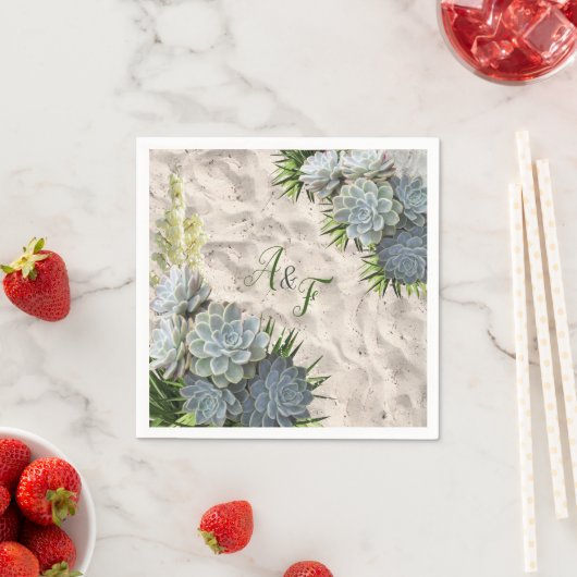 ブルースナプキン淡い色のの多肉眼 スタンダードカクテルナプキン (インサイチュ)