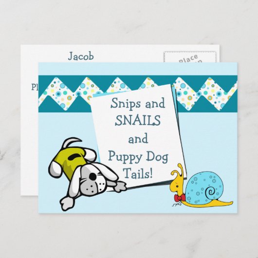 ブルースニップスとカタツムリの誕生日発表 インビテーションポストカード (正面/裏面)