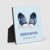 ブルースニーカーベビープラーク、ベビーシューズ写真 フォトプラーク (正面)