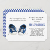 ブルースニーカー赤ちゃんシャワー招待状、男の赤ちゃん 招待状 (正面/裏面)