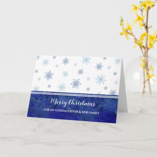 ブルースノウのゴド娘と家族メリークリスマス カード (黄色い花)