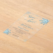 ブルースノーインラブブライダルシャワー アクリル招待状 (レイダウン)