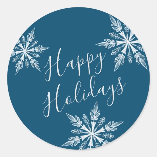 ブルースノーウィーウィンターワンダーランド封筒用シール ラウンドシール (正面)