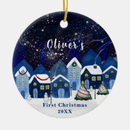 ブルースノーエレガントハウスベビーのフリストクリスマス セラミックオーナメント