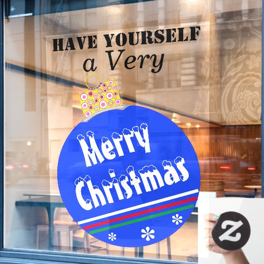 ブルースノーキャップメリークリスマスオーナメント ウィンドウサイン (カフェ窓)