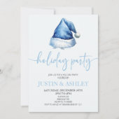 ブルースノーサンタハットクリスマスホリデーパーティー 招待状 (正面)