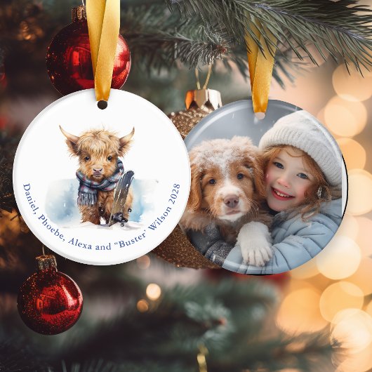 ブルースノーデイハイランドカウクリスマスオーナメント セラミックオーナメント