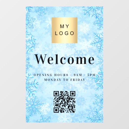 ブルースノービジネスロゴ歓迎オープニングQRコード ウィンドウサイン (シート)