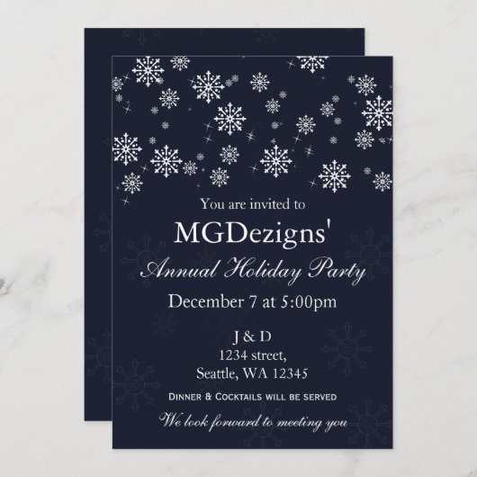 ブルースノーフェスティバル企業のホリデーパーティー 招待状 (正面/裏面)