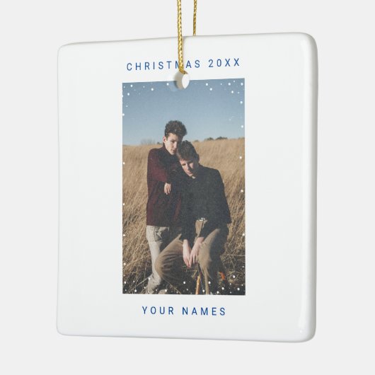 ブルースノーフォートフォト文字ノイズフィルムオーバーレイ セラミックオーナメント (左)