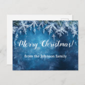 ブルースノーフレークとアイスクリスマスデザイン ポストカード (正面/裏面)