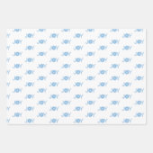 ブルースノーフレークと喜びクリスマスパターン ラッピングペーパーシート (正面3)