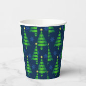 ブルースノーフレークと背景を持つクリスマスツリー 紙コップ (左)