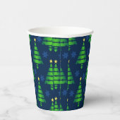 ブルースノーフレークと背景を持つクリスマスツリー 紙コップ (右)
