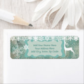 ブルースノーフレークと鹿の差出人住所ラベル ラベル (インサイチュ)