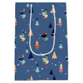 ブルースノーフレークのクリスマススキーヤー ミディアムペーパーバッグ (裏面)