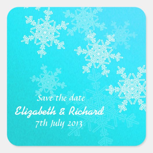 ブルースノーフレークのクリスマスツリーステッカー スクエアシール (正面)